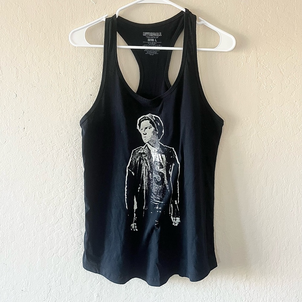 Riverdale Ripple Junction Cole Sprouse Tank Top Womens Size L Black RacerBack